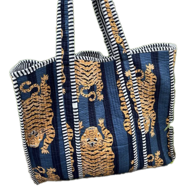 Tiger Print Bag - Navy & Blue hi