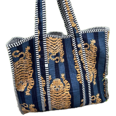 Tiger Print Bag - Navy & Blue hi