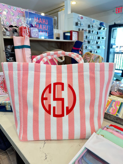 Striped Terry Tote Bag - Personalized