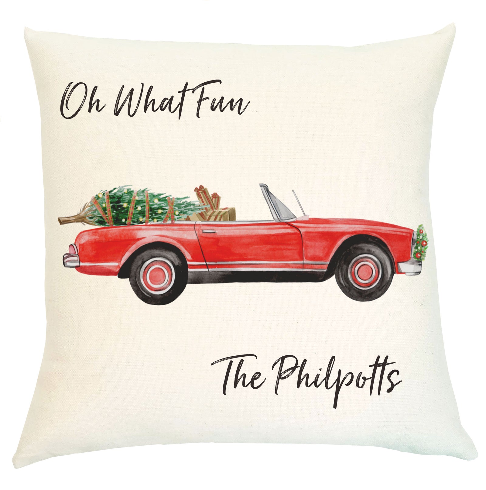 Pillow Personalized - Vintage Convertible Oh What Fun!