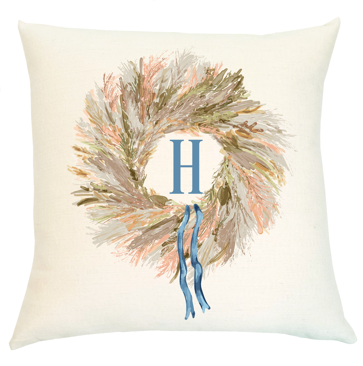Pillow Personalized - Fall Wreath with Initial
