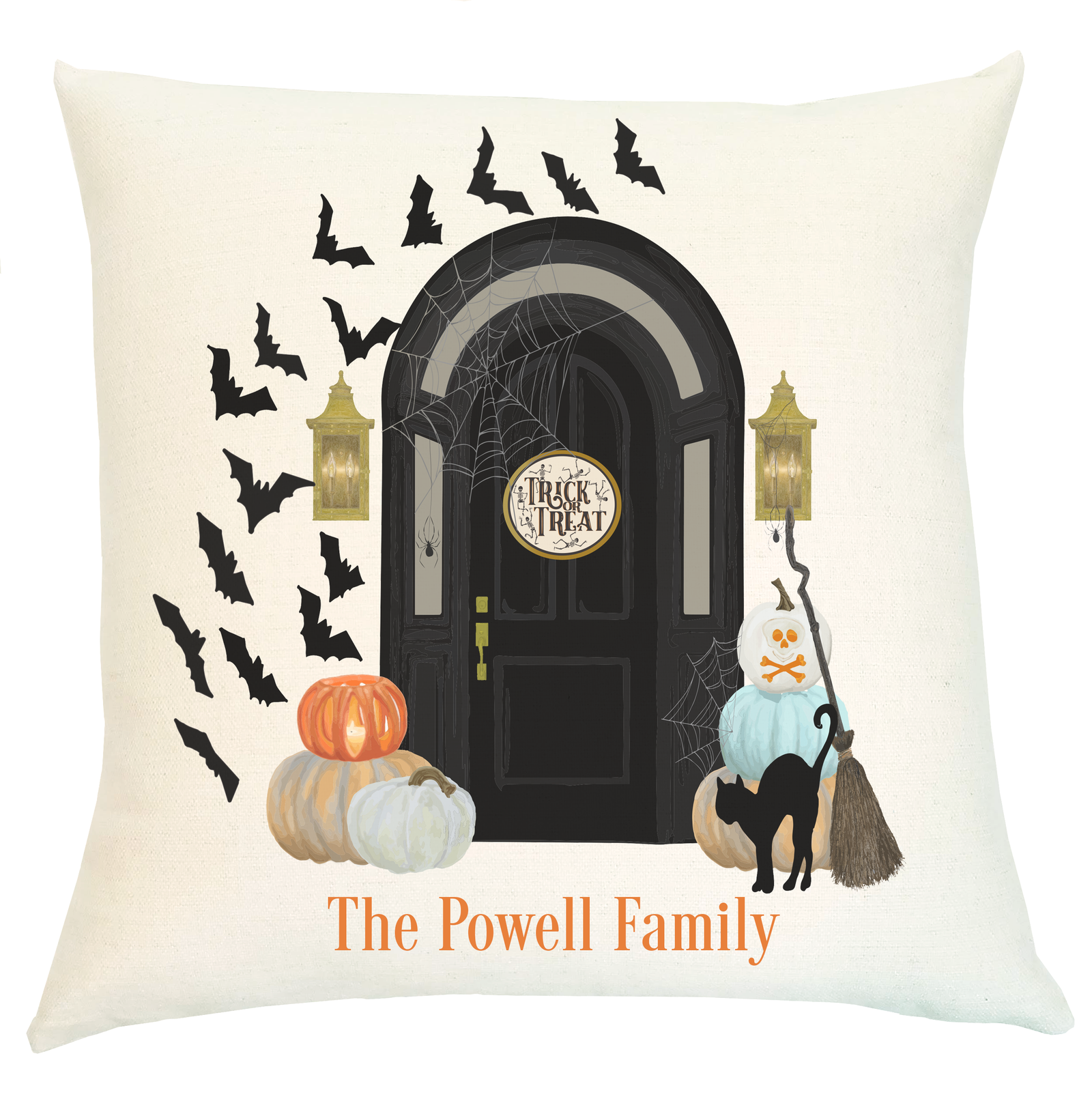 Pillow Personalized - Halloween Front Door - Personalized