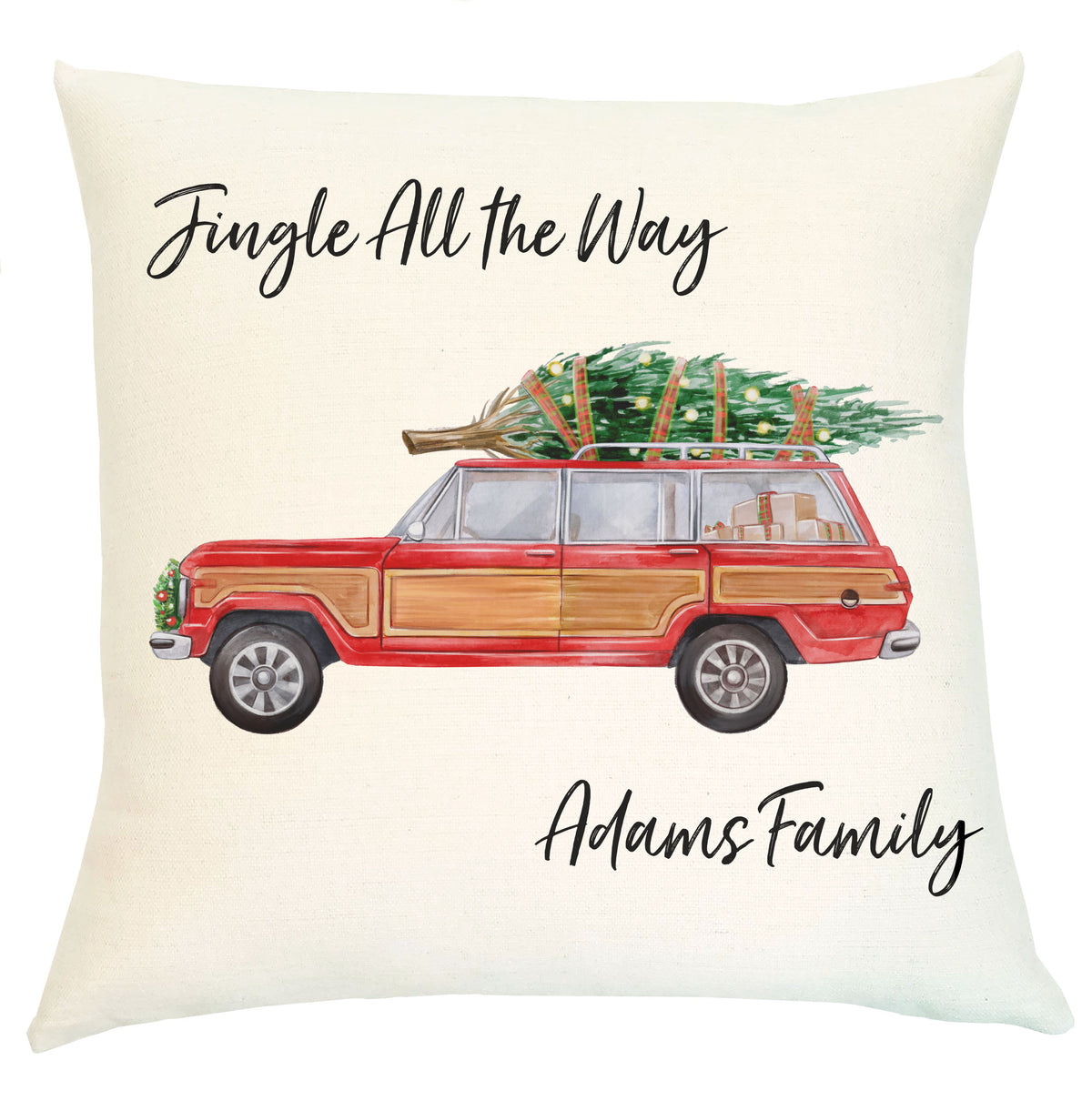 Pillow Personalized - Vintage Woody Jeep