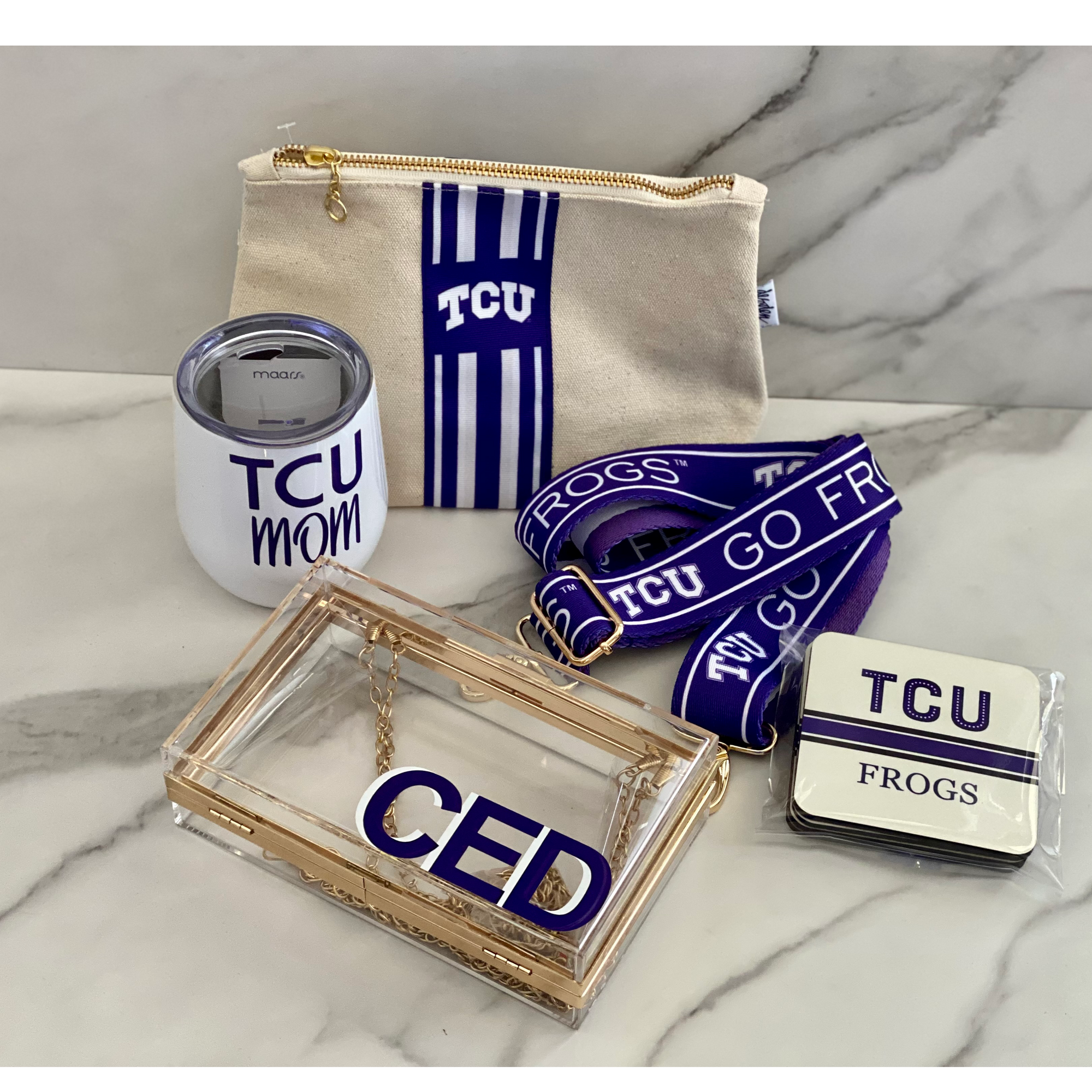 Clear Purse with Patterned Straps - TCU
