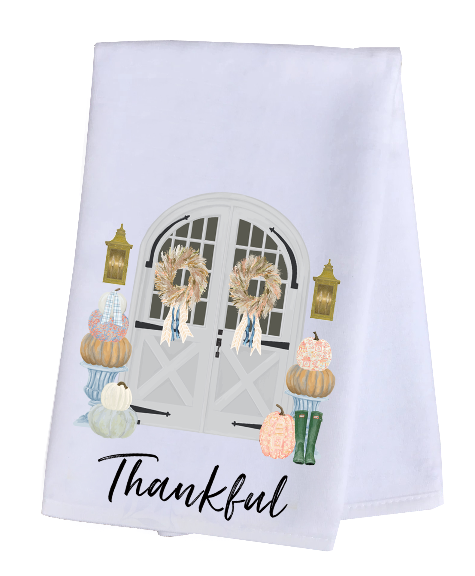 Hand Towel Plush - Fall Front Door - Thankful