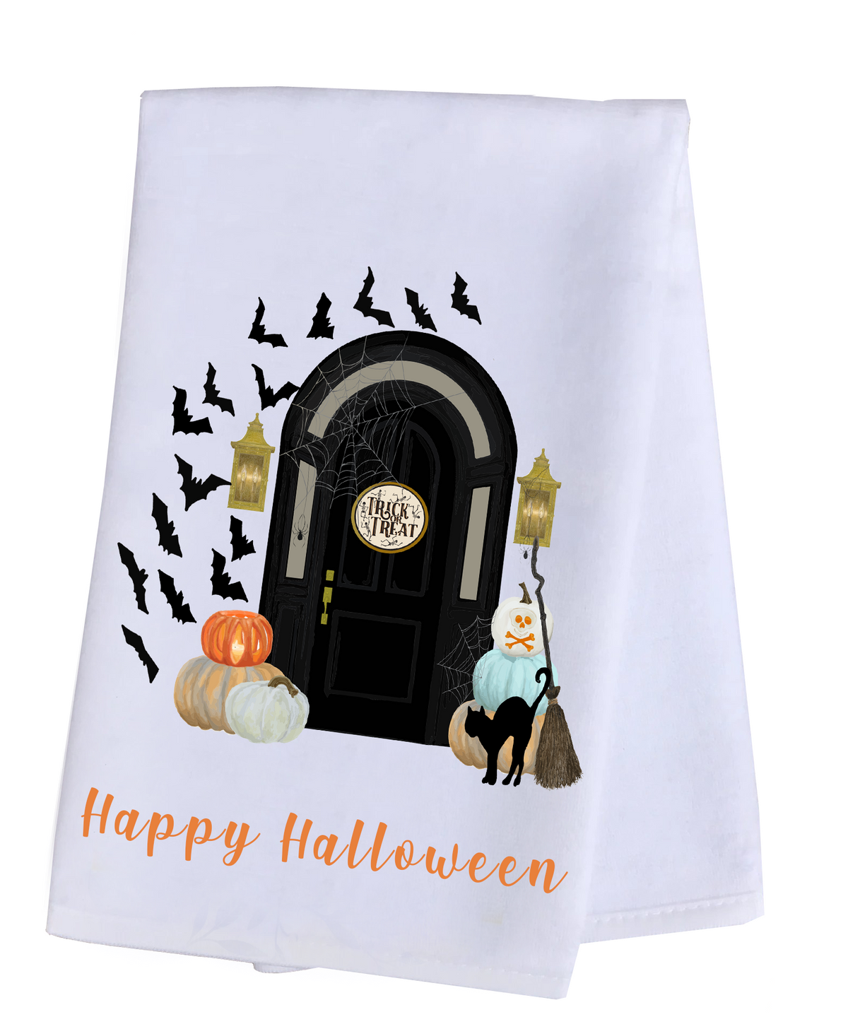 Hand Towel Plush - Halloween Front Door - Happy Halloween