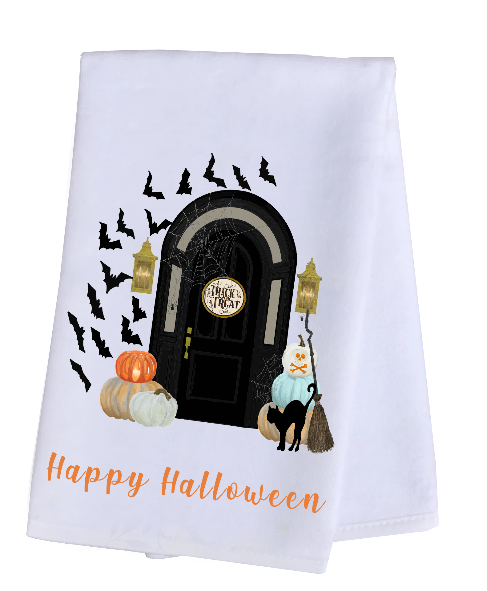 Hand Towel Plush - Halloween Front Door - Happy Halloween