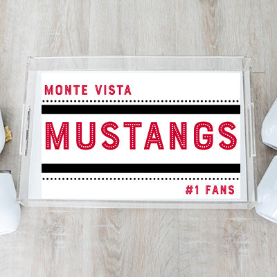 Lucite Serving Tray with Monte Vista Mustangs Interchangeable Inserts