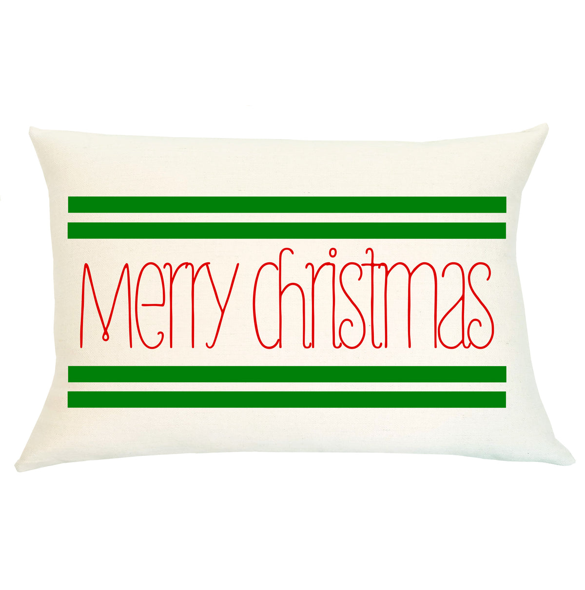 Pillow Lumbar - Merry Christmas Stripe - Insert Included