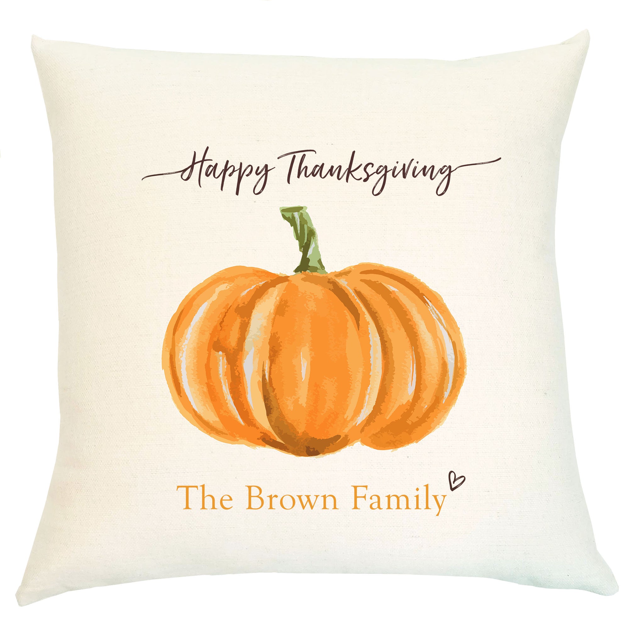 Pillow Personalized - Orange Pumpkin Happy Thanksgiving