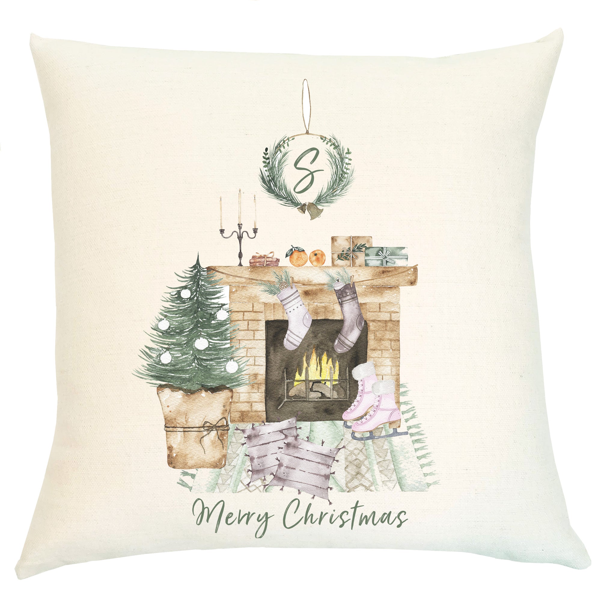 Pillow Personalized - Vintage Fireplace Scene