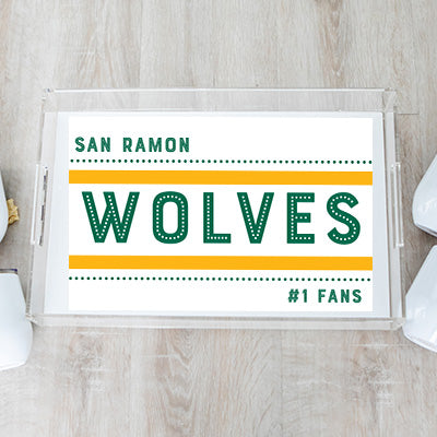 Lucite Serving Tray with San Ramon Wolves Interchangeable Inserts